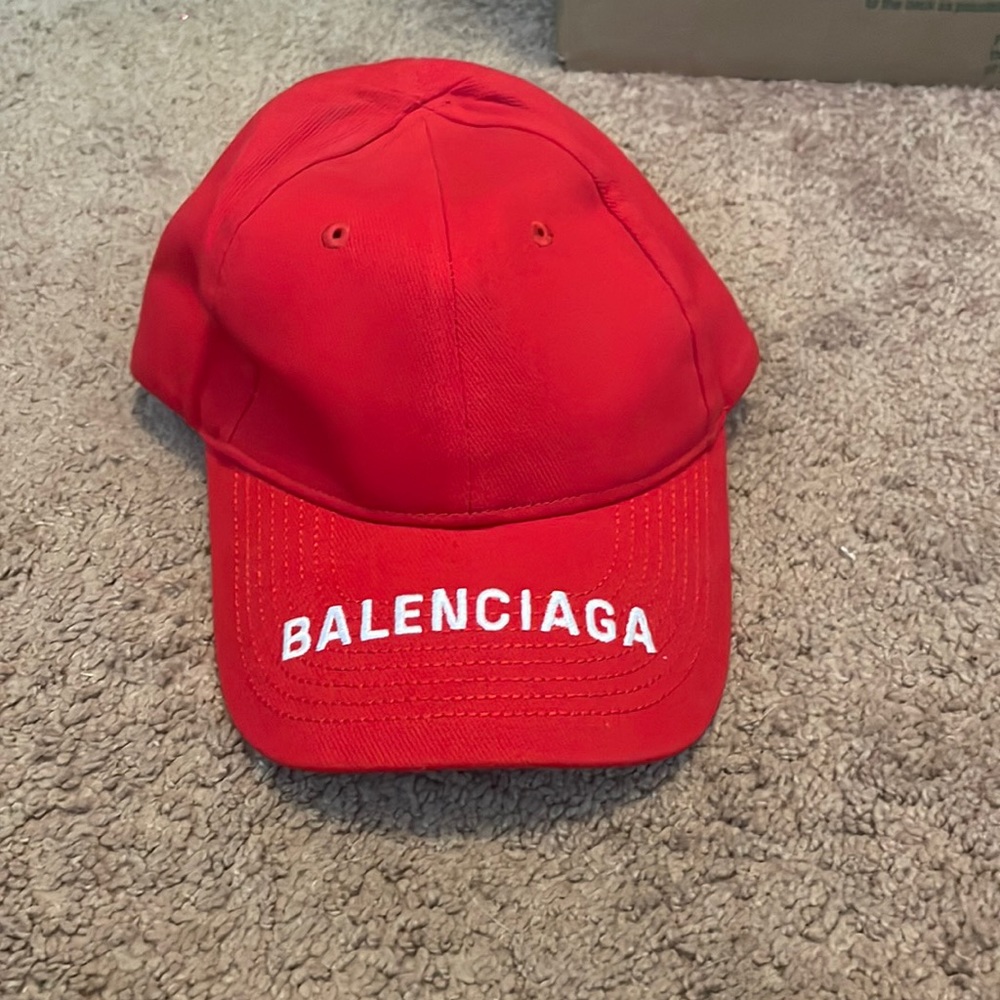 Red Balenciaga cap